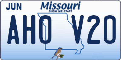 MO license plate AH0V2O