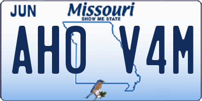MO license plate AH0V4M