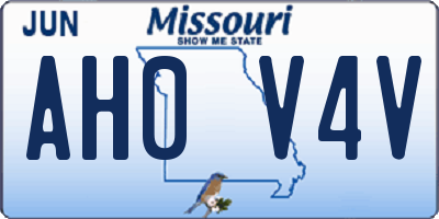 MO license plate AH0V4V