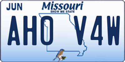 MO license plate AH0V4W
