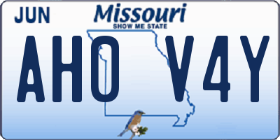 MO license plate AH0V4Y