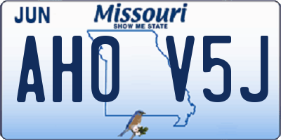 MO license plate AH0V5J