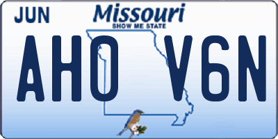 MO license plate AH0V6N
