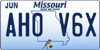 MO license plate AH0V6X