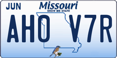 MO license plate AH0V7R