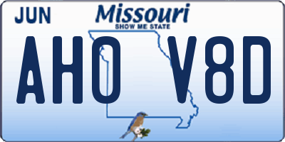 MO license plate AH0V8D