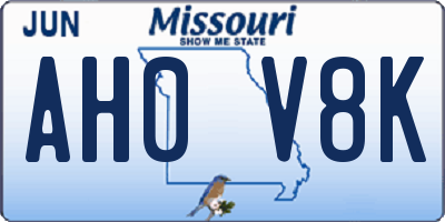 MO license plate AH0V8K