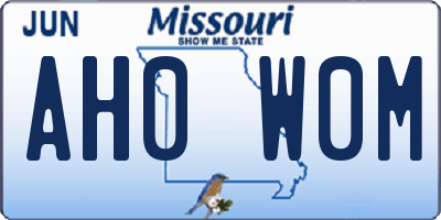 MO license plate AH0W0M