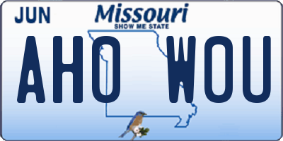MO license plate AH0W0U