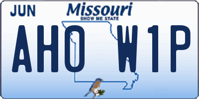 MO license plate AH0W1P