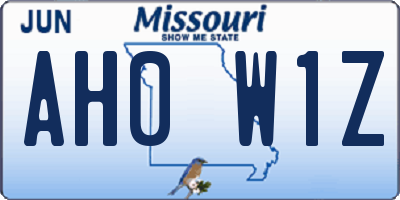 MO license plate AH0W1Z