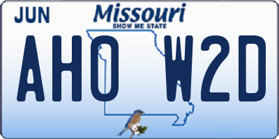 MO license plate AH0W2D