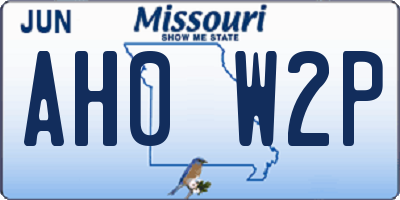 MO license plate AH0W2P