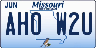 MO license plate AH0W2U
