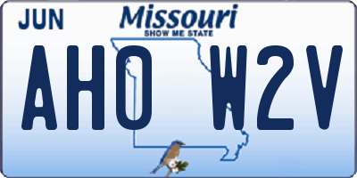 MO license plate AH0W2V