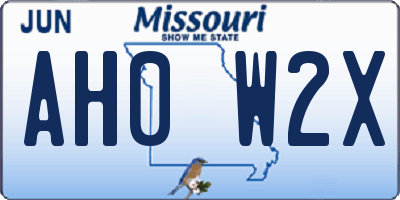 MO license plate AH0W2X
