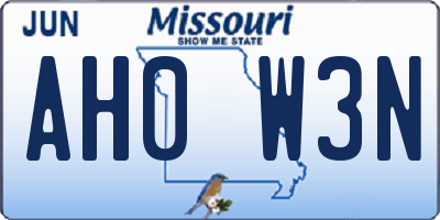 MO license plate AH0W3N