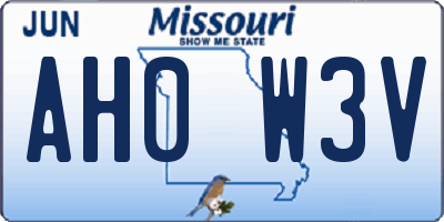 MO license plate AH0W3V