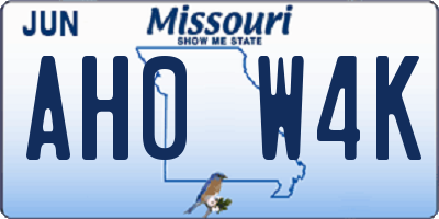 MO license plate AH0W4K