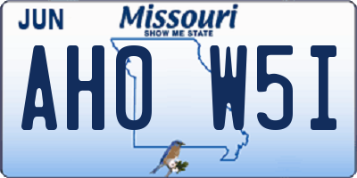 MO license plate AH0W5I
