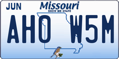MO license plate AH0W5M