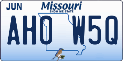 MO license plate AH0W5Q