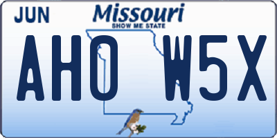MO license plate AH0W5X