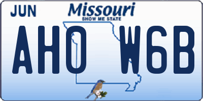 MO license plate AH0W6B