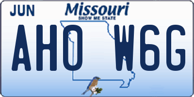 MO license plate AH0W6G