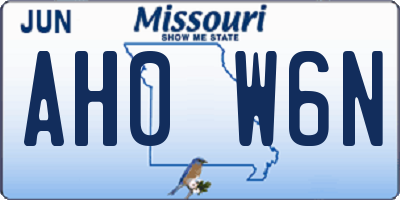 MO license plate AH0W6N