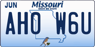 MO license plate AH0W6U