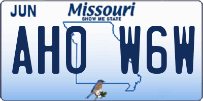 MO license plate AH0W6W