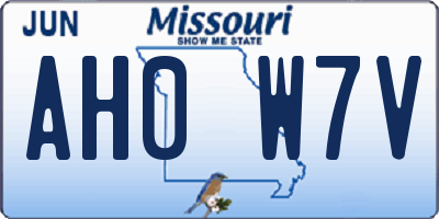 MO license plate AH0W7V