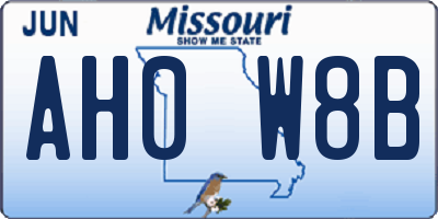 MO license plate AH0W8B