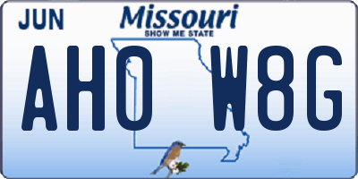 MO license plate AH0W8G