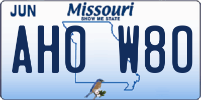 MO license plate AH0W8O