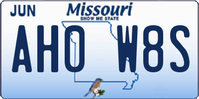 MO license plate AH0W8S