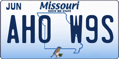 MO license plate AH0W9S