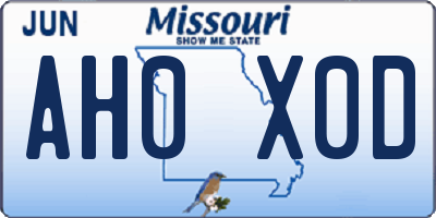 MO license plate AH0X0D
