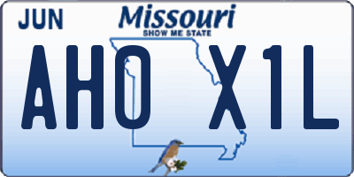 MO license plate AH0X1L