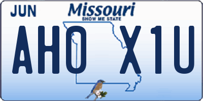 MO license plate AH0X1U