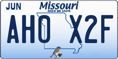 MO license plate AH0X2F