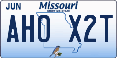 MO license plate AH0X2T