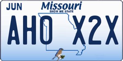 MO license plate AH0X2X