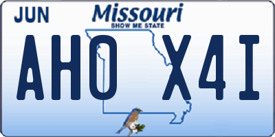 MO license plate AH0X4I