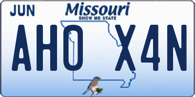 MO license plate AH0X4N