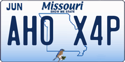MO license plate AH0X4P