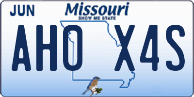 MO license plate AH0X4S
