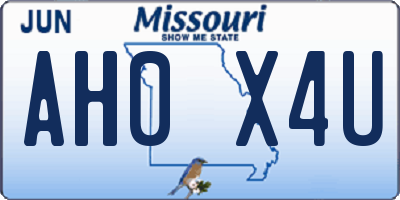 MO license plate AH0X4U