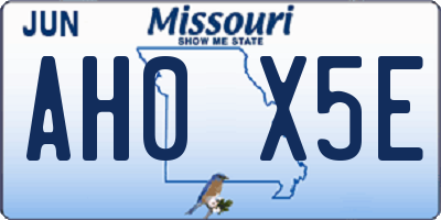MO license plate AH0X5E